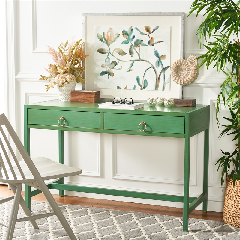 Safavieh Esther 2 Drawer Iron and Wood Desk  in Turquoise