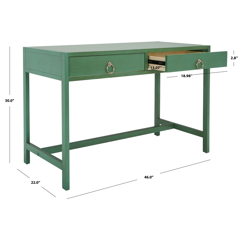 Safavieh Esther 2 Drawer Iron and Wood Desk  in Turquoise