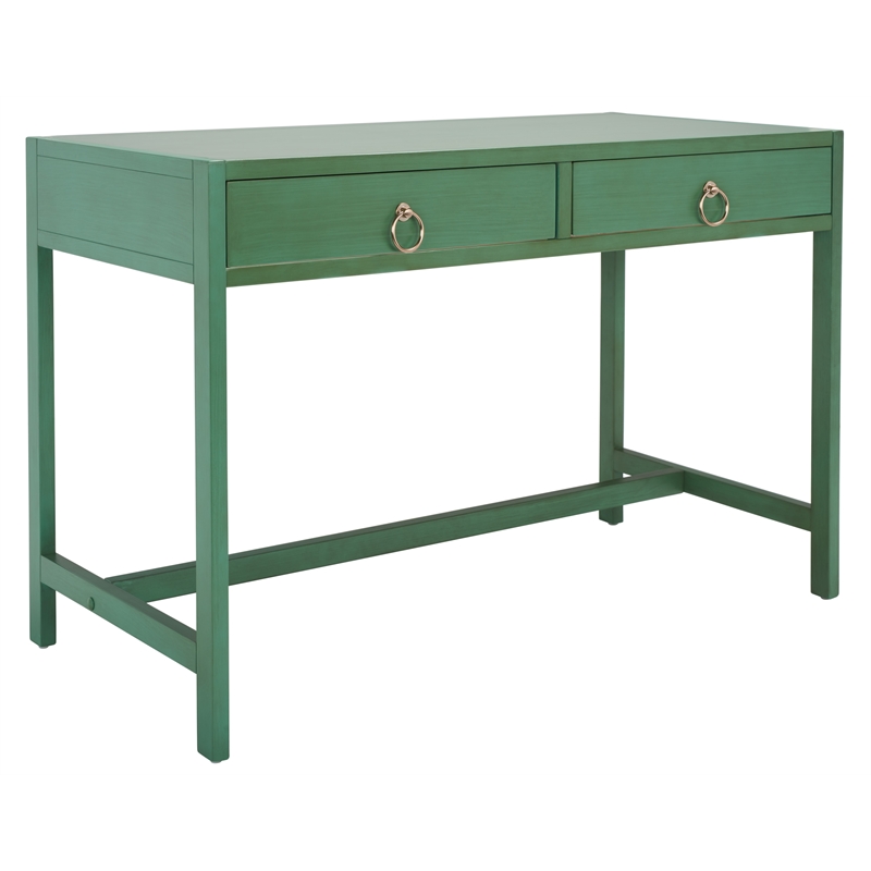 Safavieh Esther 2 Drawer Iron and Wood Desk  in Turquoise