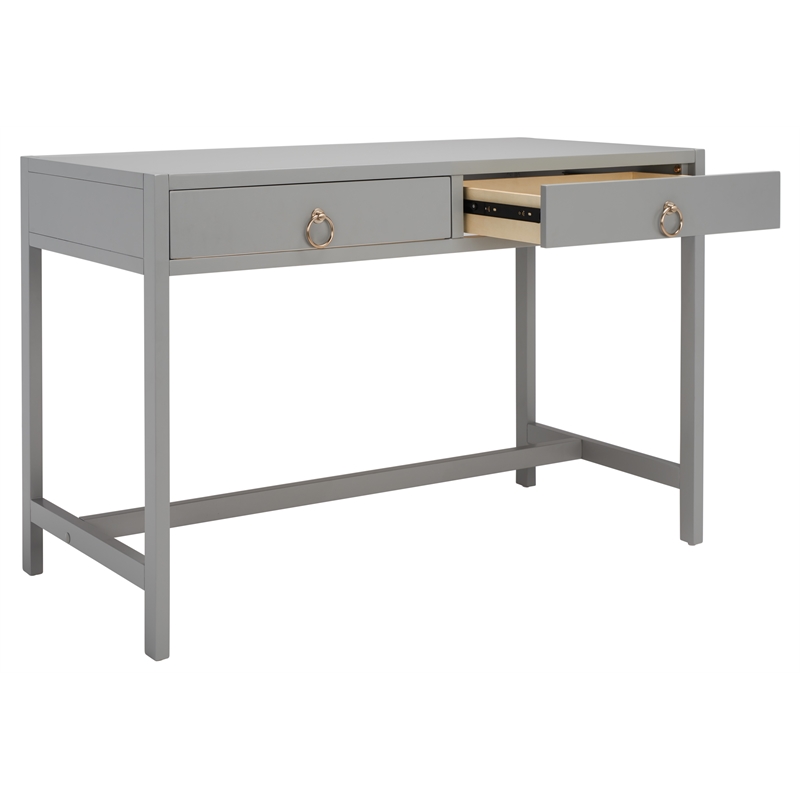 Safavieh Esther 2 Drawer Iron and Wood Desk in Gray