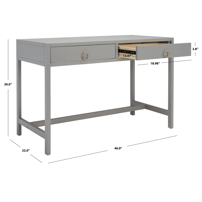 Safavieh Esther 2 Drawer Iron and Wood Desk in Gray