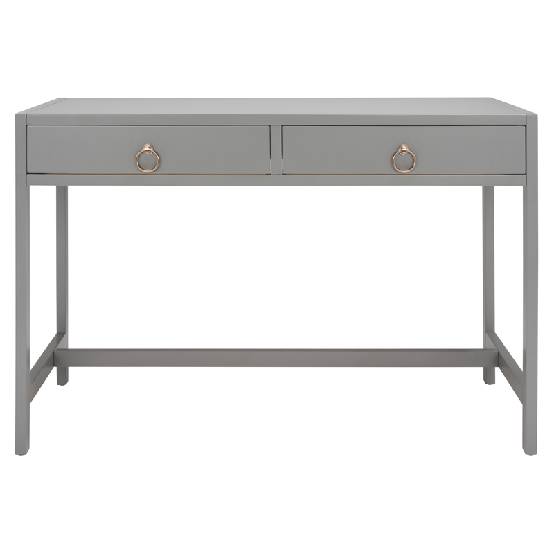 Safavieh Esther 2 Drawer Iron and Wood Desk in Gray