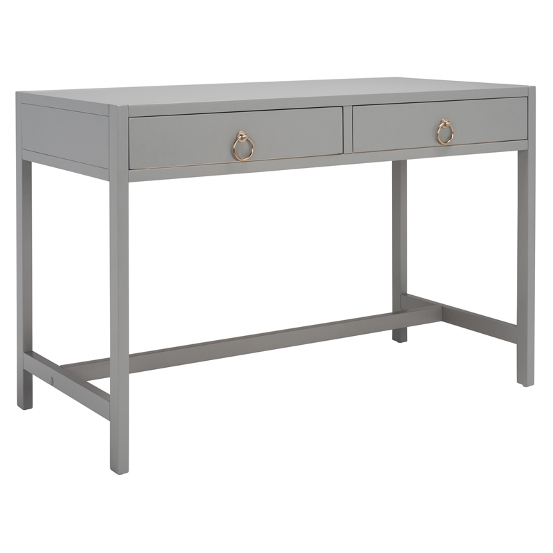 Safavieh Esther 2 Drawer Iron and Wood Desk in Gray