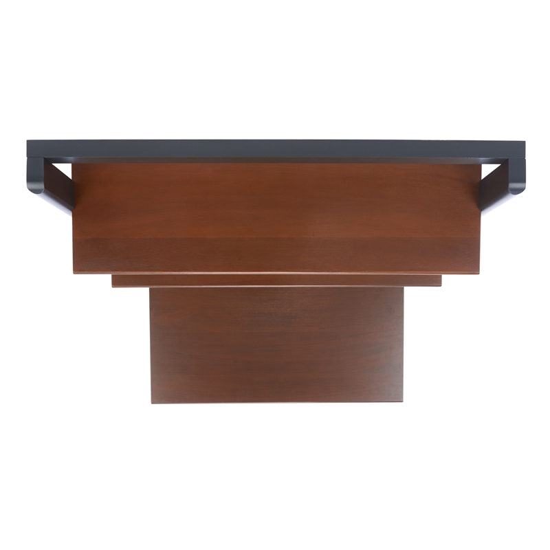 Safavieh Pamella 2 Shelf Wood Leaning Desk  in Brown / Charcoal