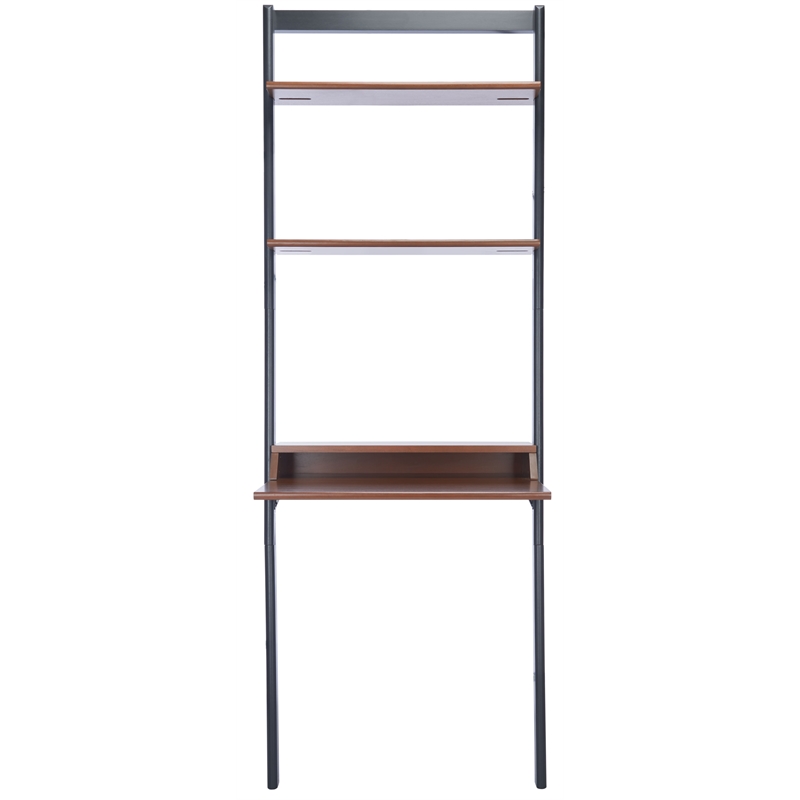 Safavieh Pamella 2 Shelf Wood Leaning Desk  in Brown / Charcoal