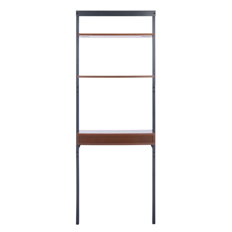 Safavieh Pamella 2 Shelf Wood Leaning Desk  in Brown / Charcoal