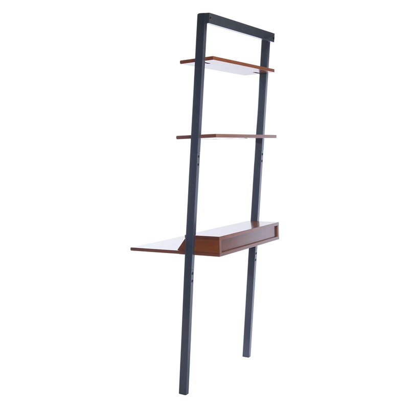Safavieh Pamella 2 Shelf Wood Leaning Desk  in Brown / Charcoal