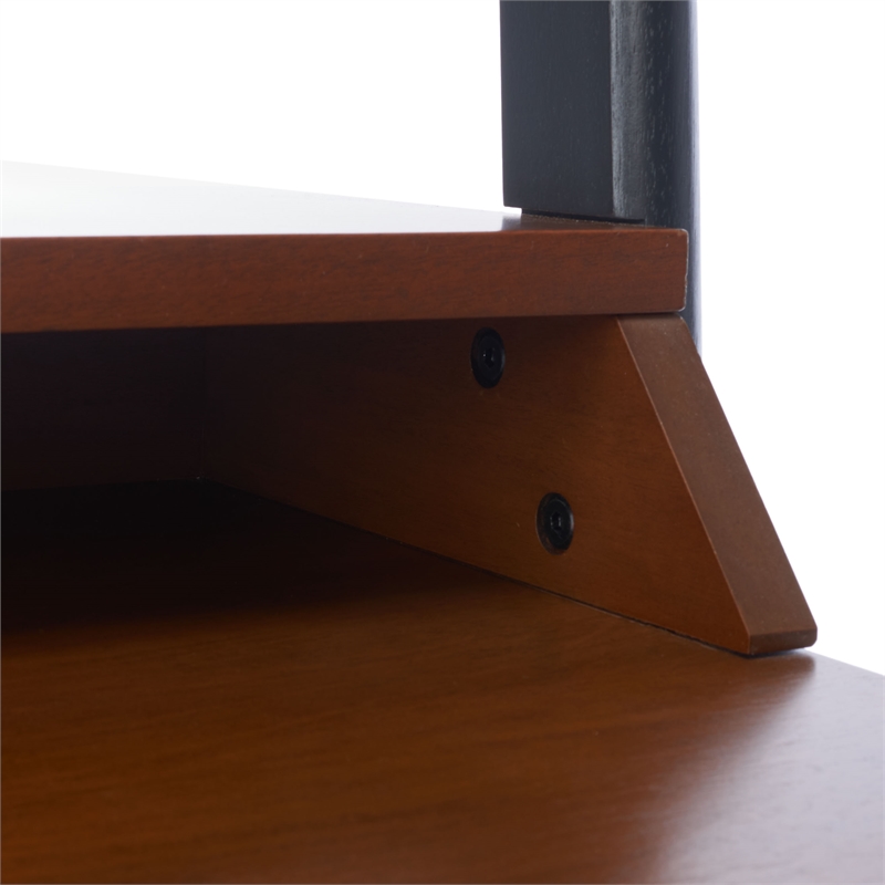 Safavieh Pamella 2 Shelf Wood Leaning Desk  in Brown / Charcoal