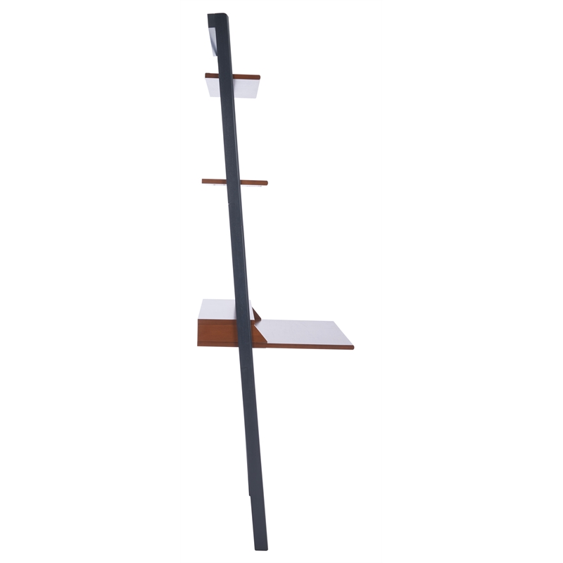 Safavieh Pamella 2 Shelf Wood Leaning Desk  in Brown / Charcoal