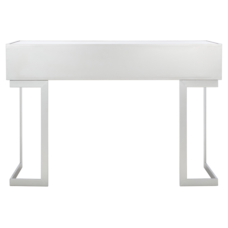 Safavieh Enzo 2 Drawer Wood Mirrored Desk in Silver / Mirror