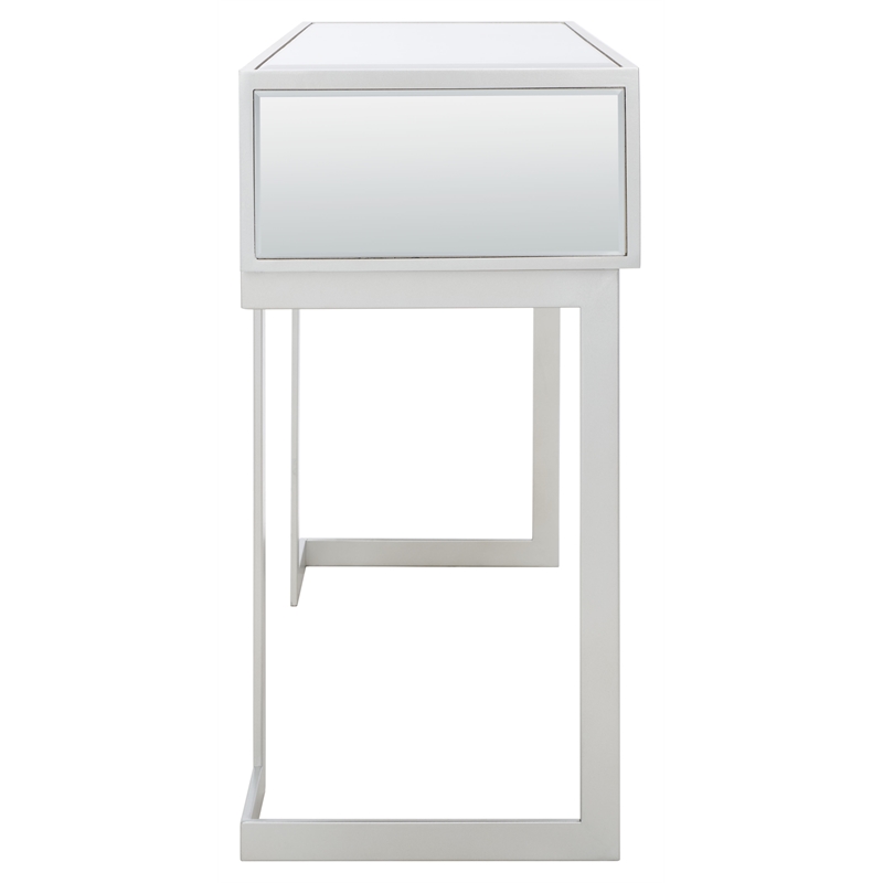 Safavieh Enzo 2 Drawer Wood Mirrored Desk in Silver / Mirror