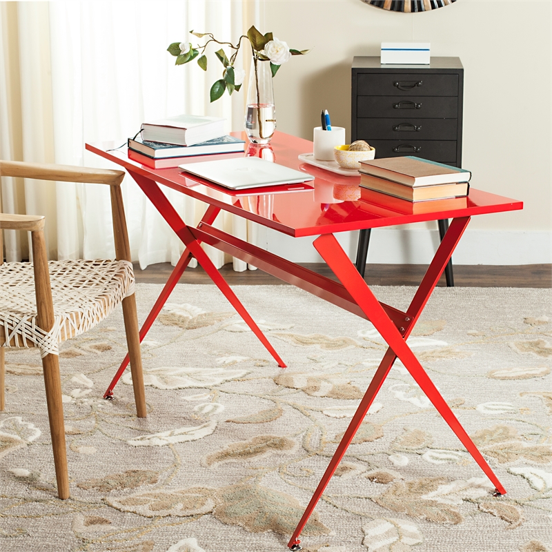 Safavieh Chapman Wood and Iron Desk in Red