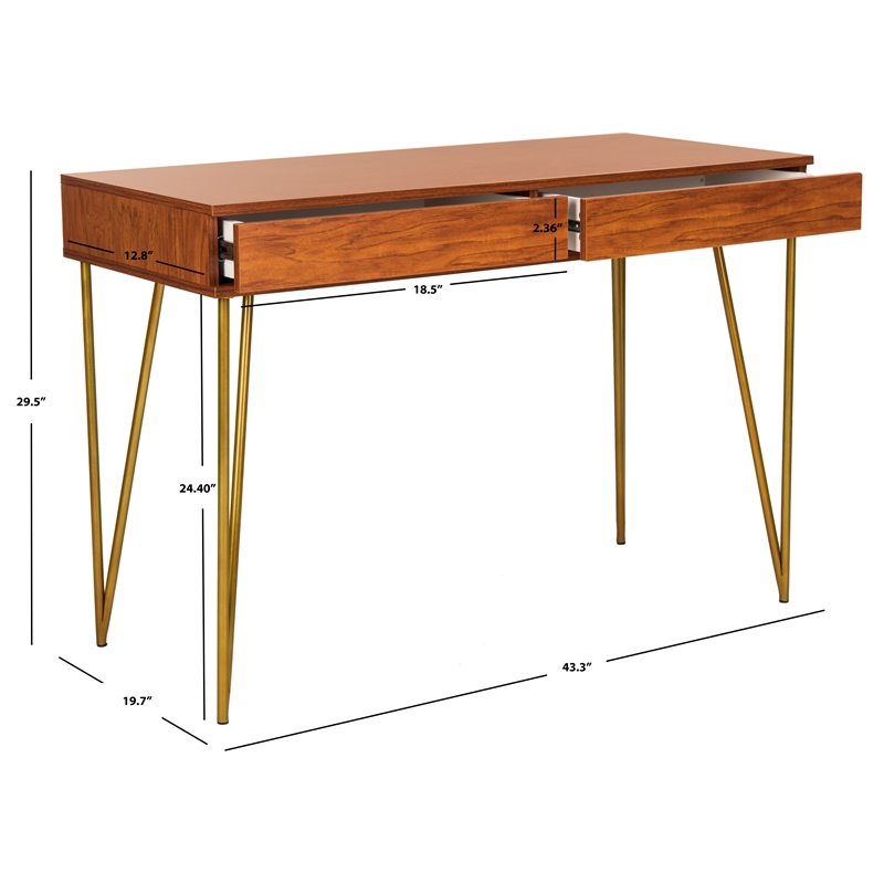 Safavieh Pine Wood Two Drawer Desk in Natural