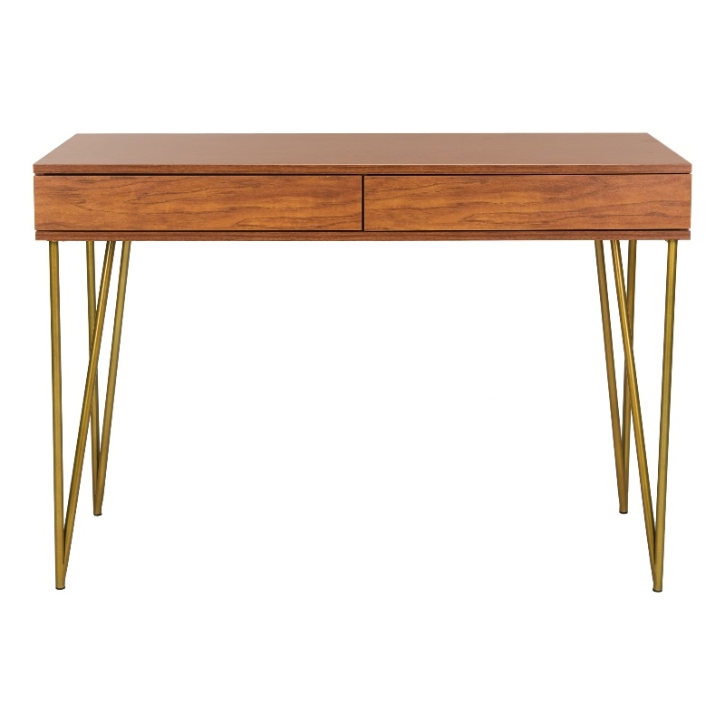 Safavieh Pine Wood Two Drawer Desk in Natural
