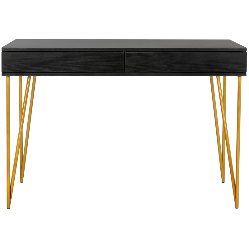 Safavieh Pine Two Drawer Wood and Iron Desk in Black