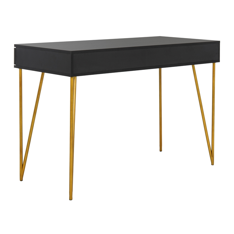 Safavieh Pine Two Drawer Wood and Iron Desk in Black