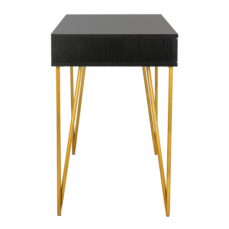 Safavieh Pine Two Drawer Wood and Iron Desk in Black