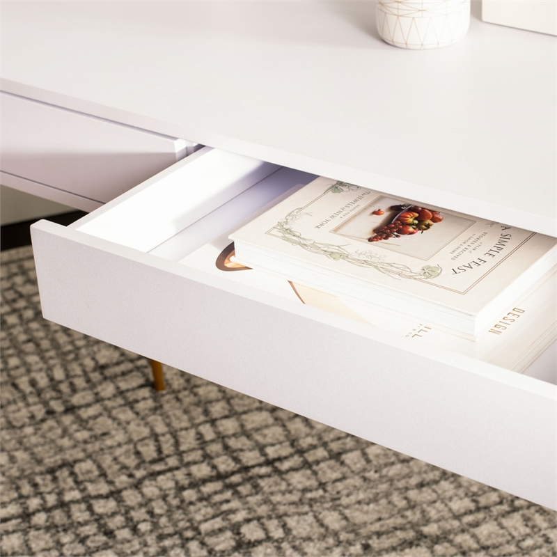 Safavieh Pine Two Drawer Wood and Iron Desk in White / Gold