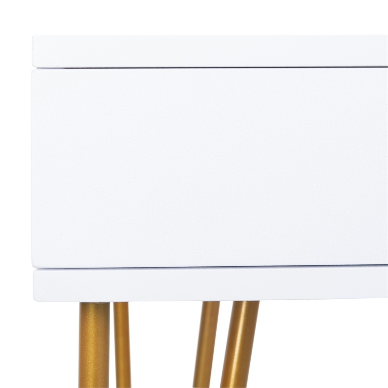 Safavieh Pine Two Drawer Wood and Iron Desk in White / Gold