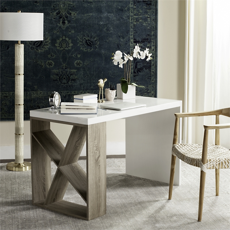 Safavieh Carlene Wood Desk in White / Oak