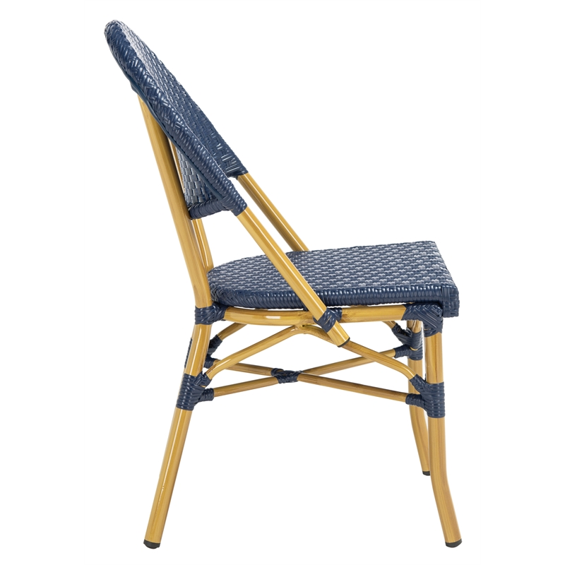 Safavieh Barrow Aluminum Side Chair in Navy