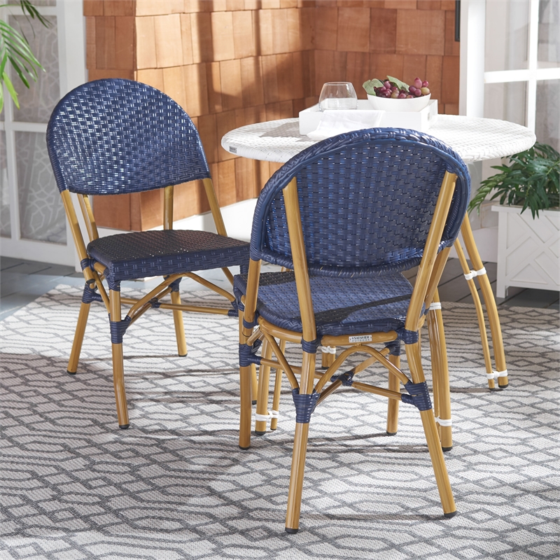 Safavieh Barrow Aluminum Side Chair in Navy