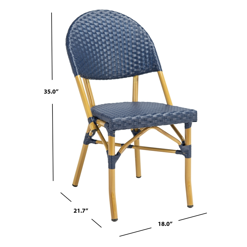 Safavieh Barrow Aluminum Side Chair in Navy