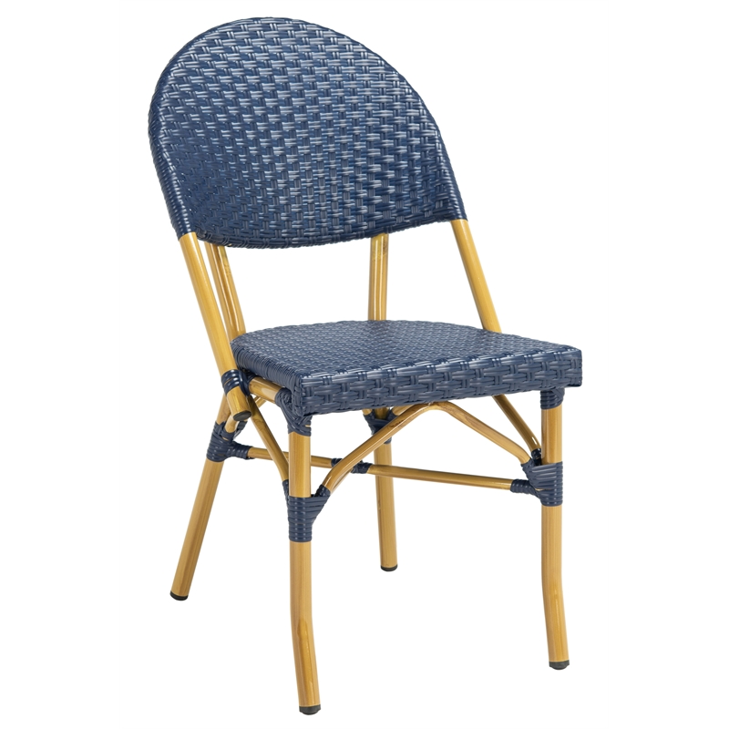 Safavieh Barrow Aluminum Side Chair in Navy