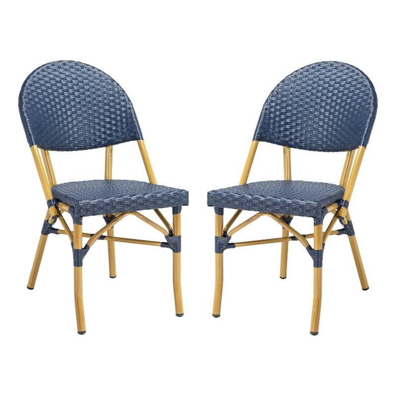 Safavieh Barrow Aluminum Side Chair in Navy