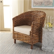 Safavieh Omni Rattan Barrel Chair in White / Brown