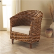 Safavieh Omni Rattan Barrel Chair in White / Brown