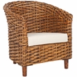 Safavieh Omni Rattan Barrel Chair in White / Brown