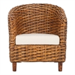 Safavieh Omni Rattan Barrel Chair in White / Brown