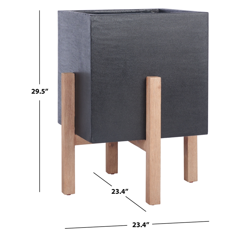 Safavieh Borsla Large Concrete Ficonstone Planter in Black