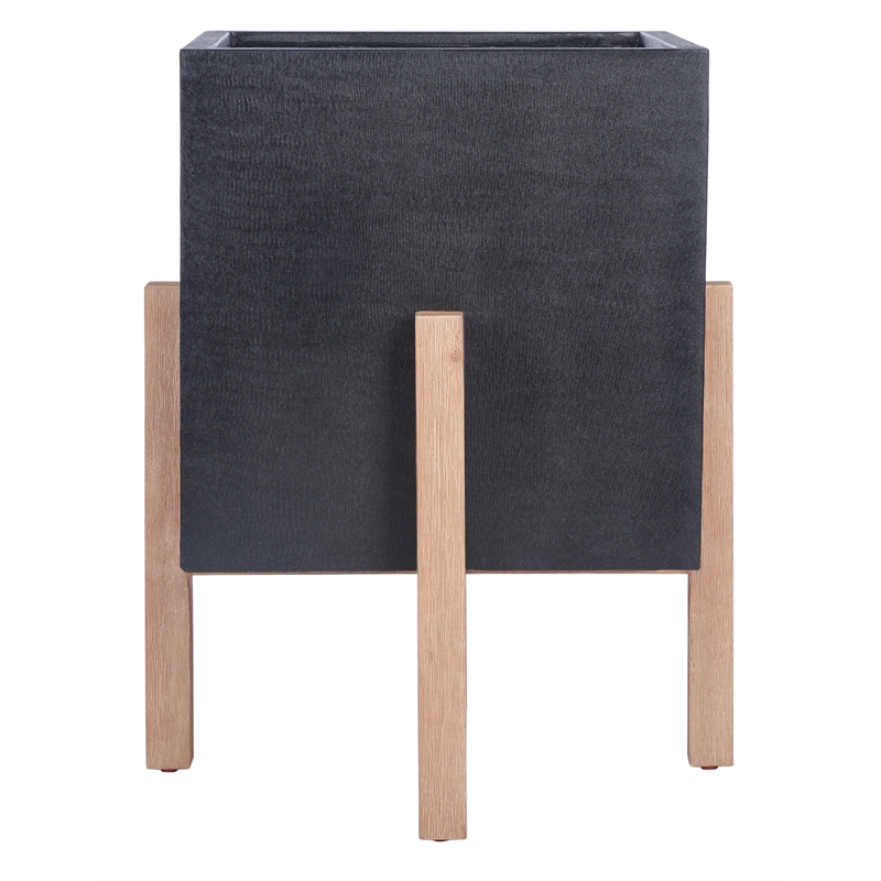 Safavieh Borsla Large Concrete Ficonstone Planter in Black