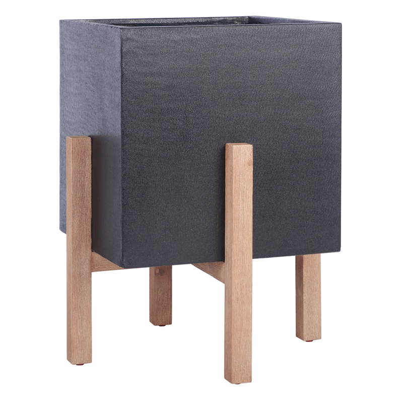 Safavieh Borsla Large Concrete Ficonstone Planter in Black