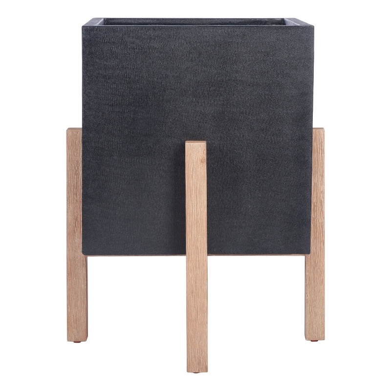 Safavieh Borsla Large Concrete Ficonstone Planter in Black