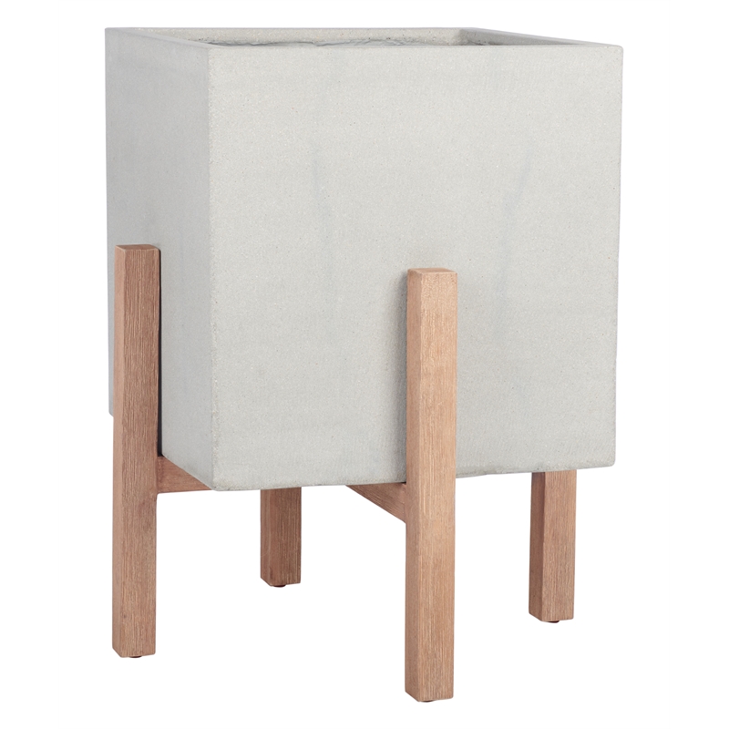 Safavieh Borsla Large Concrete Ficonstone Planter in Light Gray