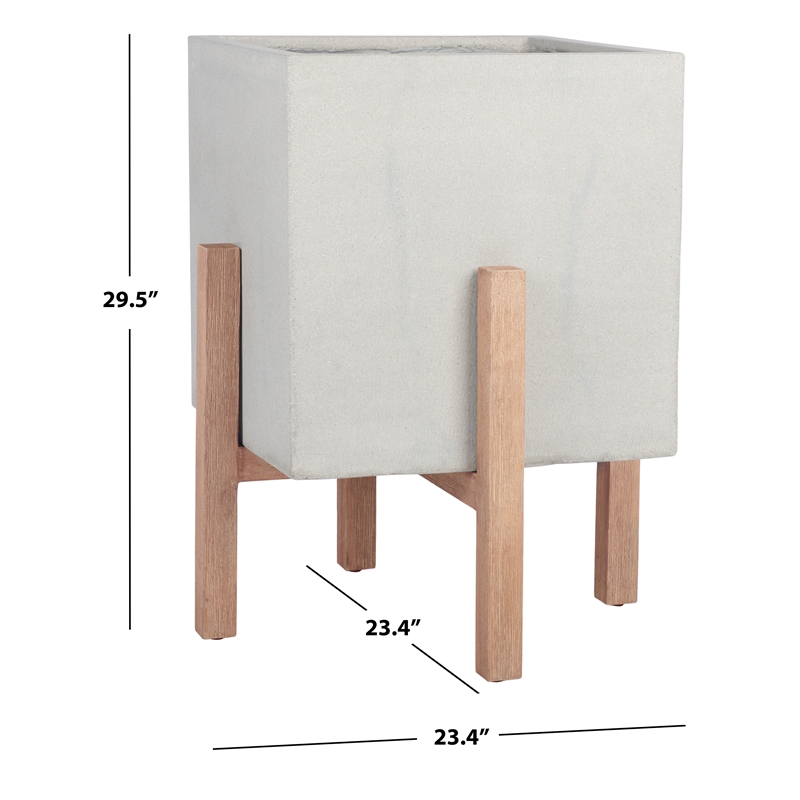 Safavieh Borsla Large Concrete Ficonstone Planter in Light Gray