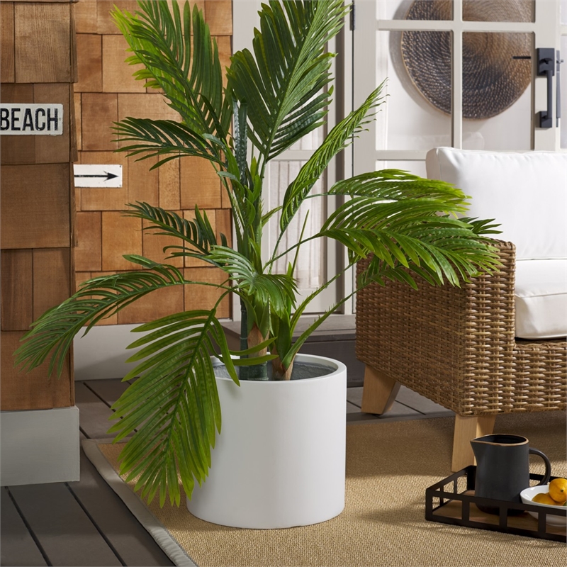 Safavieh Alia Concrete Ficonstone Planter in White