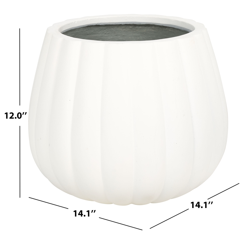 Safavieh Kaston Concrete Ficonstone Planter  in White