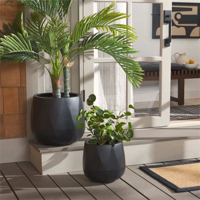 Safavieh Kane Ficonstone Pot Set of 2 in Black