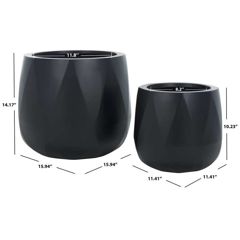 Safavieh Kane Ficonstone Pot Set of 2 in Black