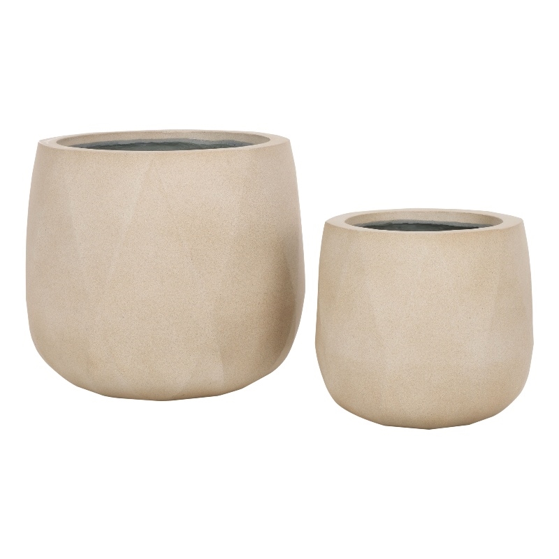 Safavieh Kane Planter Ficonstone Pot Set of 2 in Beige