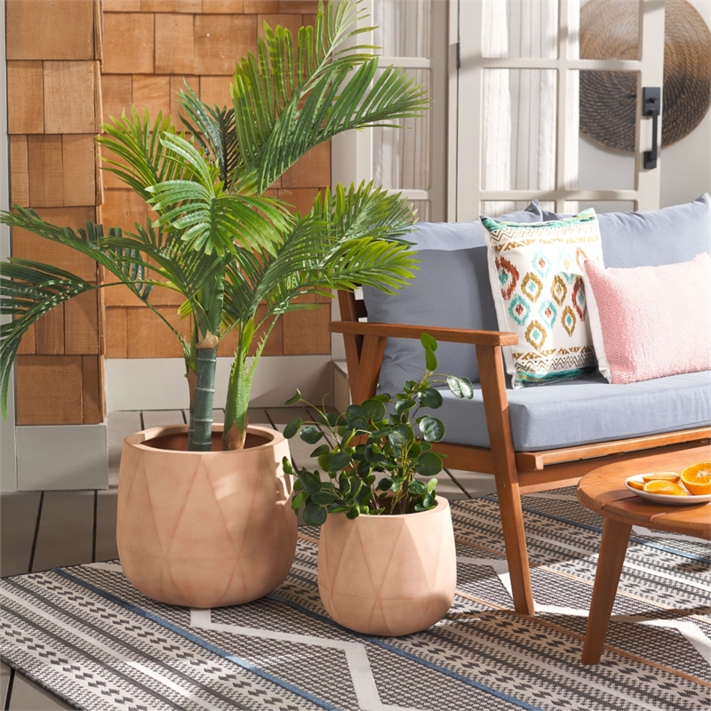 Safavieh Kane Planter Ficonstone Pot Set of 2 in Terracotta