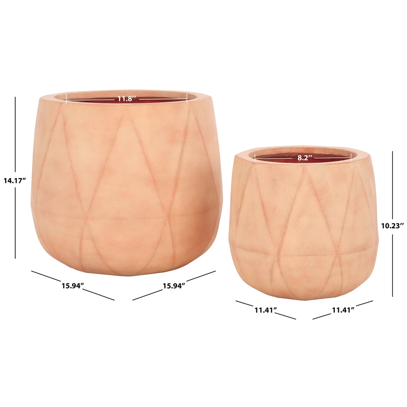 Safavieh Kane Planter Ficonstone Pot Set of 2 in Terracotta
