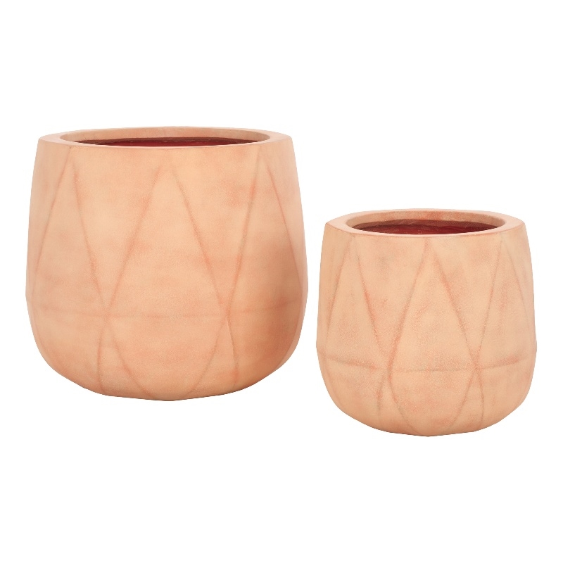 Safavieh Kane Planter Ficonstone Pot Set of 2 in Terracotta