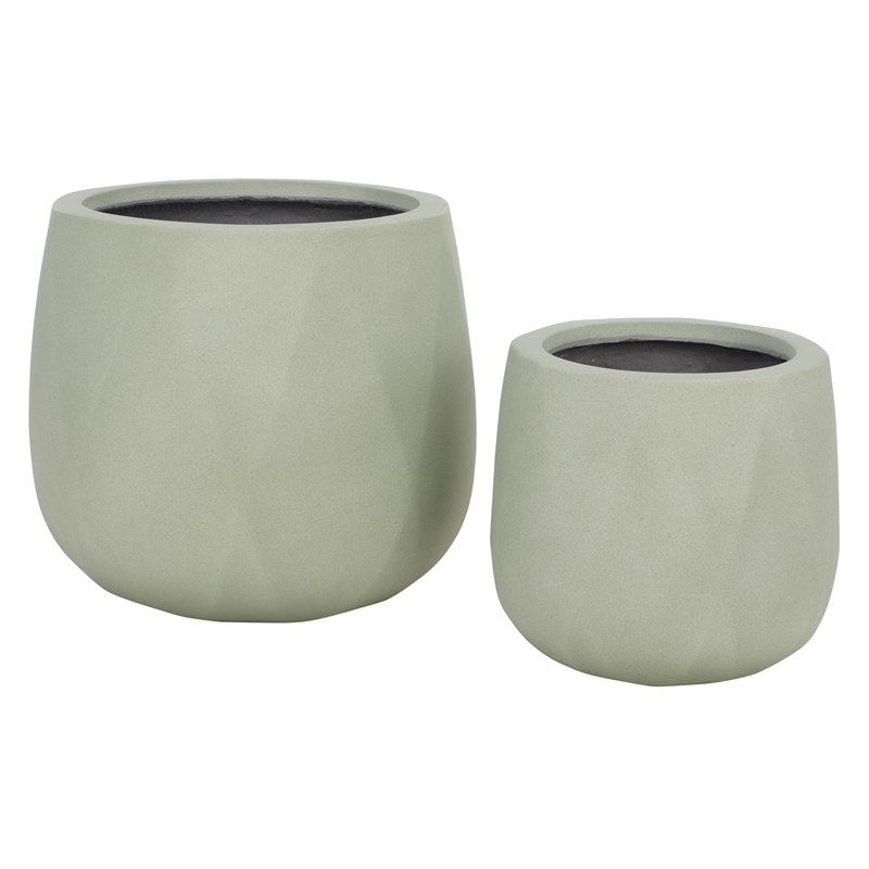 Safavieh Kane Ficonstone Planter Pot Set of 2  in Sage