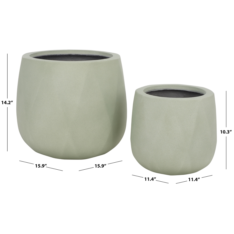 Safavieh Kane Ficonstone Planter Pot Set of 2  in Sage