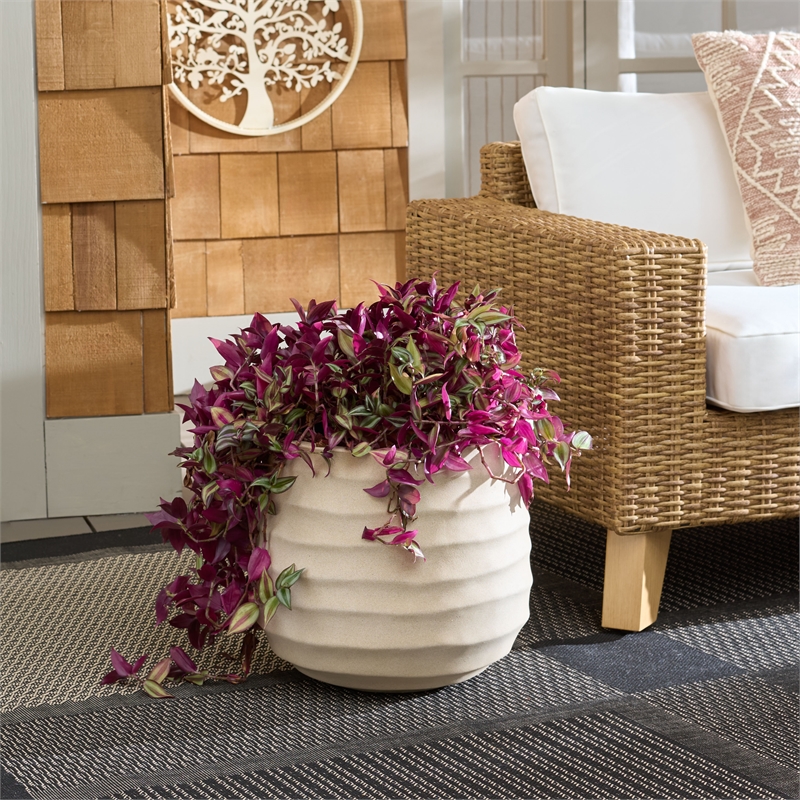 Safavieh Marta Ficonstone Planter Pot  in Beige